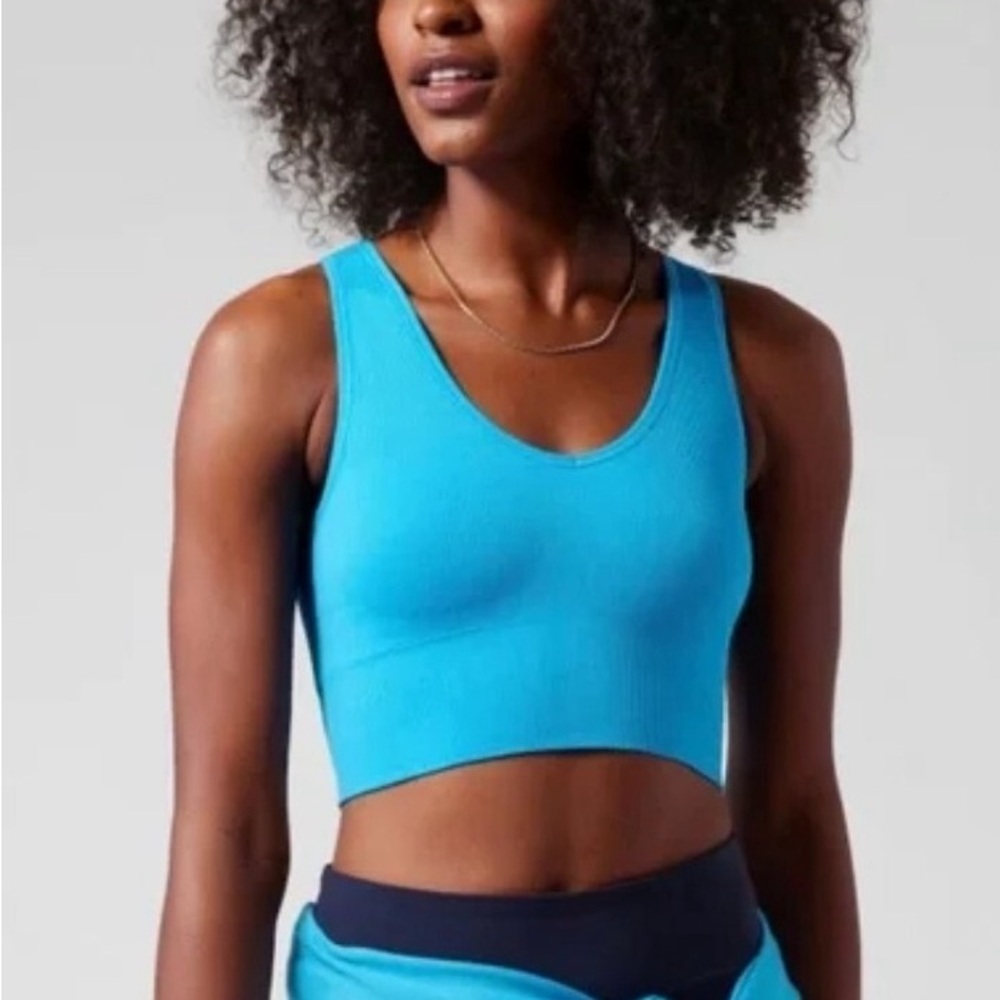 Athleta Bright Blue Ribbed Top
